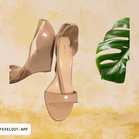 Nude Ankle Strap Patent Wedges - Picture 2 of 5